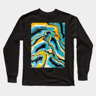 Blue gold and black swirls Long Sleeve T-Shirt